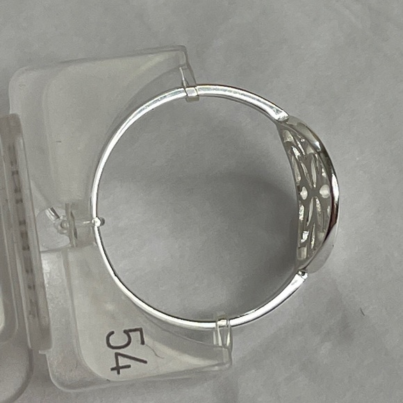 TOSH 925 Silver Plated Ring with Floral Cut-out Size 54 - Picture 7 of 16